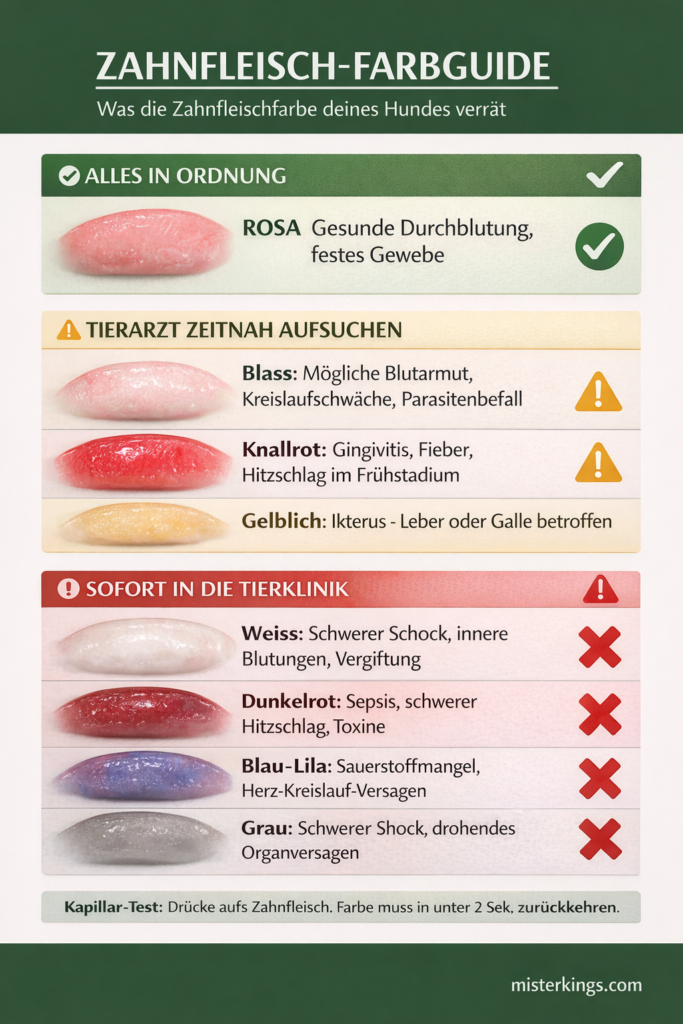 Infografik: Hund Zahnfleisch Farbe deuten