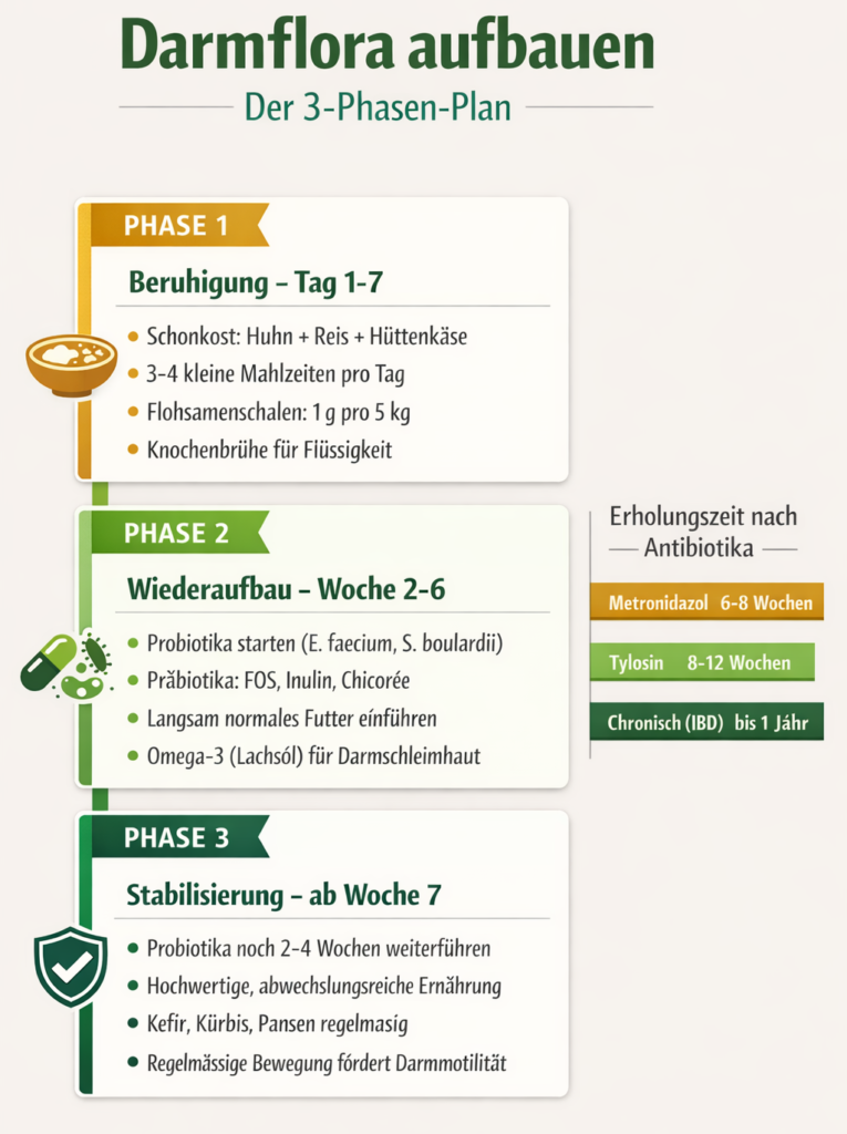 Infografik: Darmflora aufbauen 3 Phasen Plan