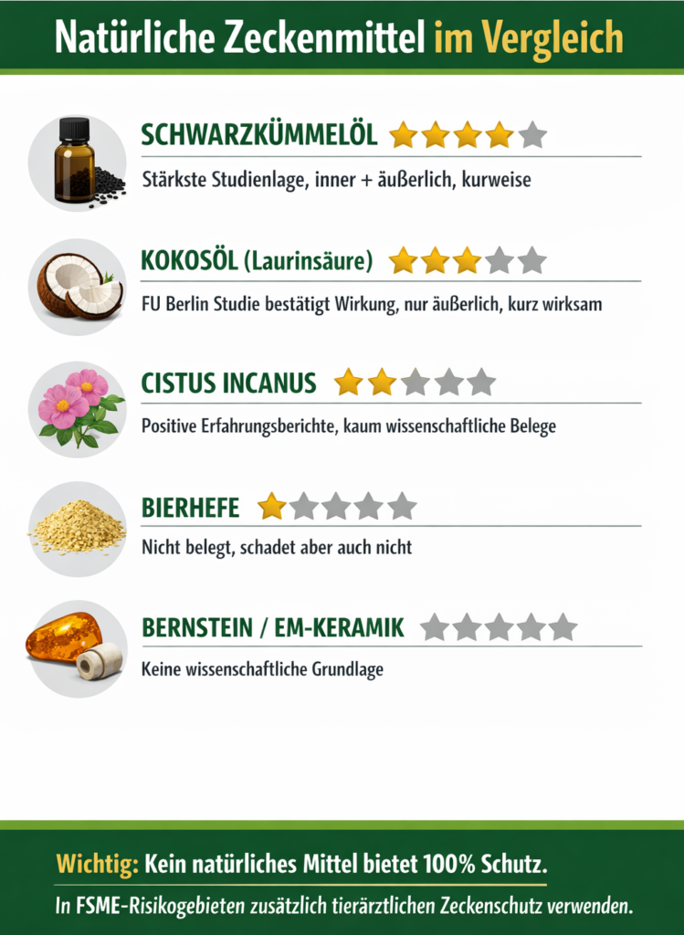 Infografik: Natürliche Zeckenmittel im Vergleich 