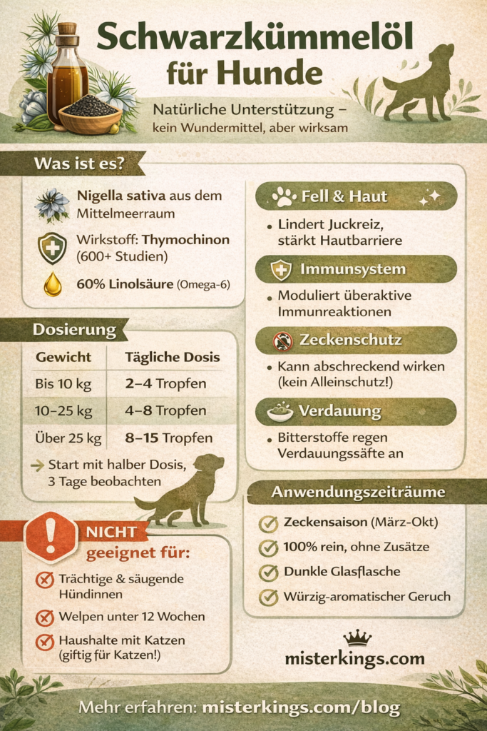 Infografik Schwarzkümmelöl für Hunde