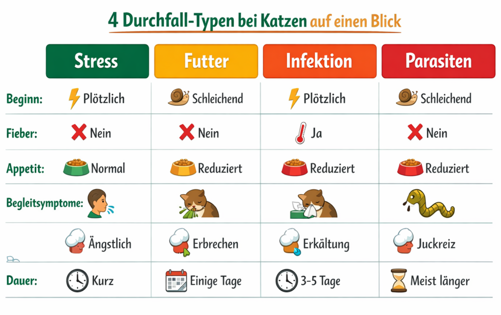 Infografik Durchfall-Typen bei Katzen
