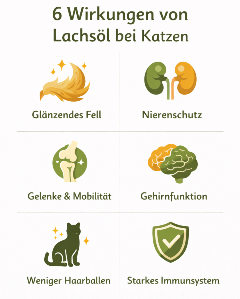 Infographik Wirkung Lachsöl Katzen