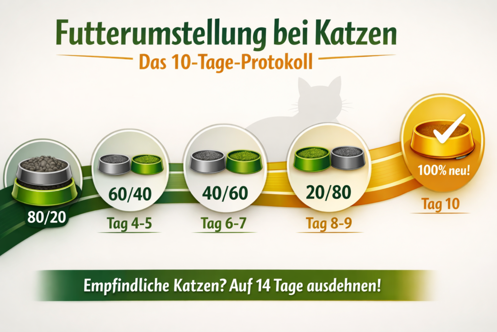 Futterumstellung bei Katzen: Das 10 Tage Protokoll