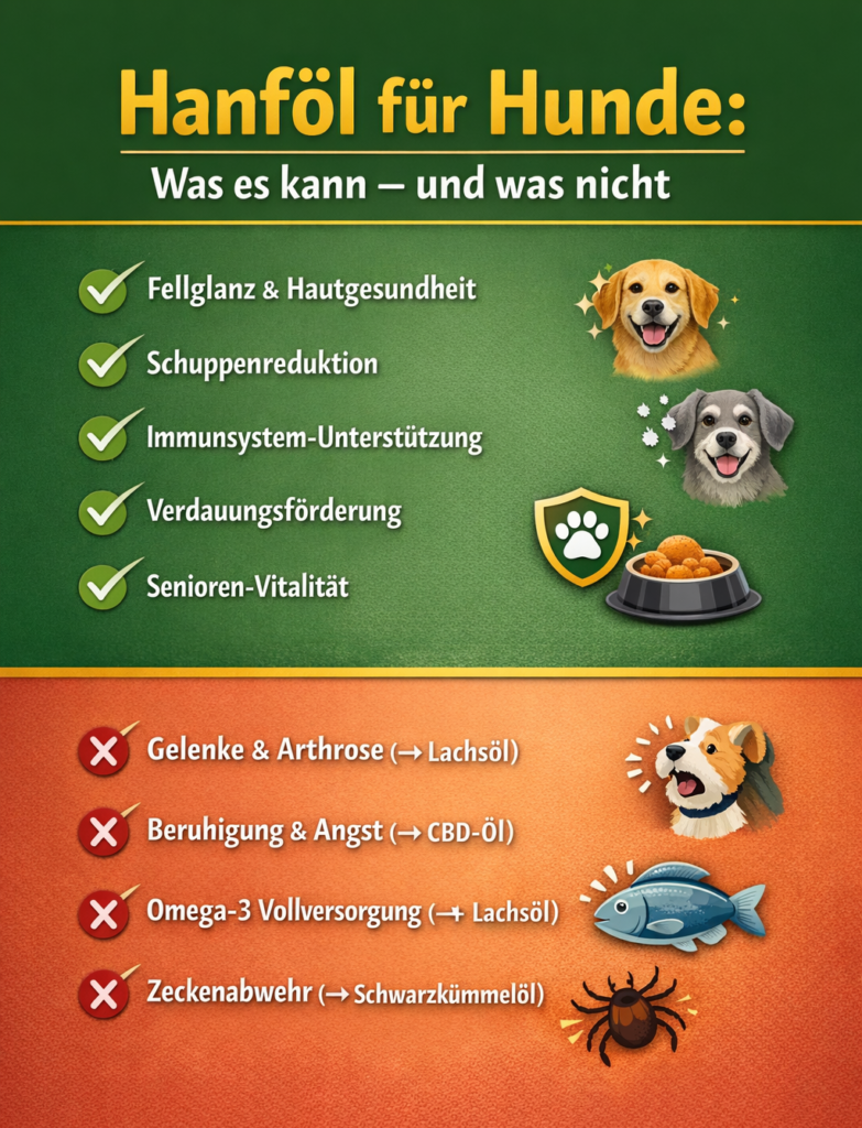 Hanföl Hund Wirkung - Infografik was Hanföl kann und was nicht