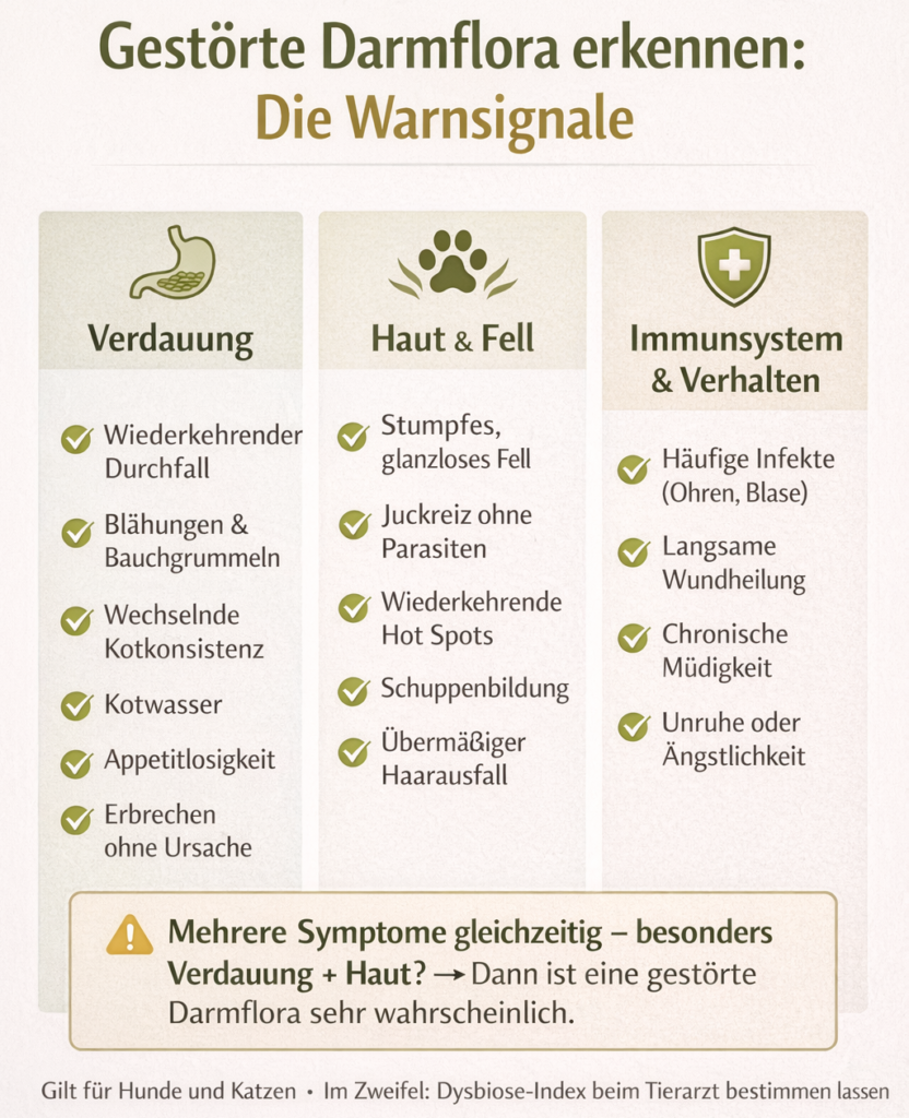 Gestörte Darmflora Hund Katze – Symptome Checkliste Übersicht