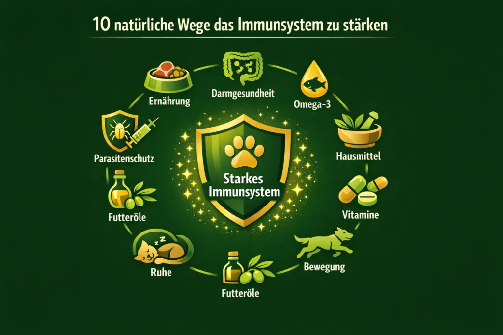 Immunsystem Hund Katze stärken - 10 natürliche Wege Infografik