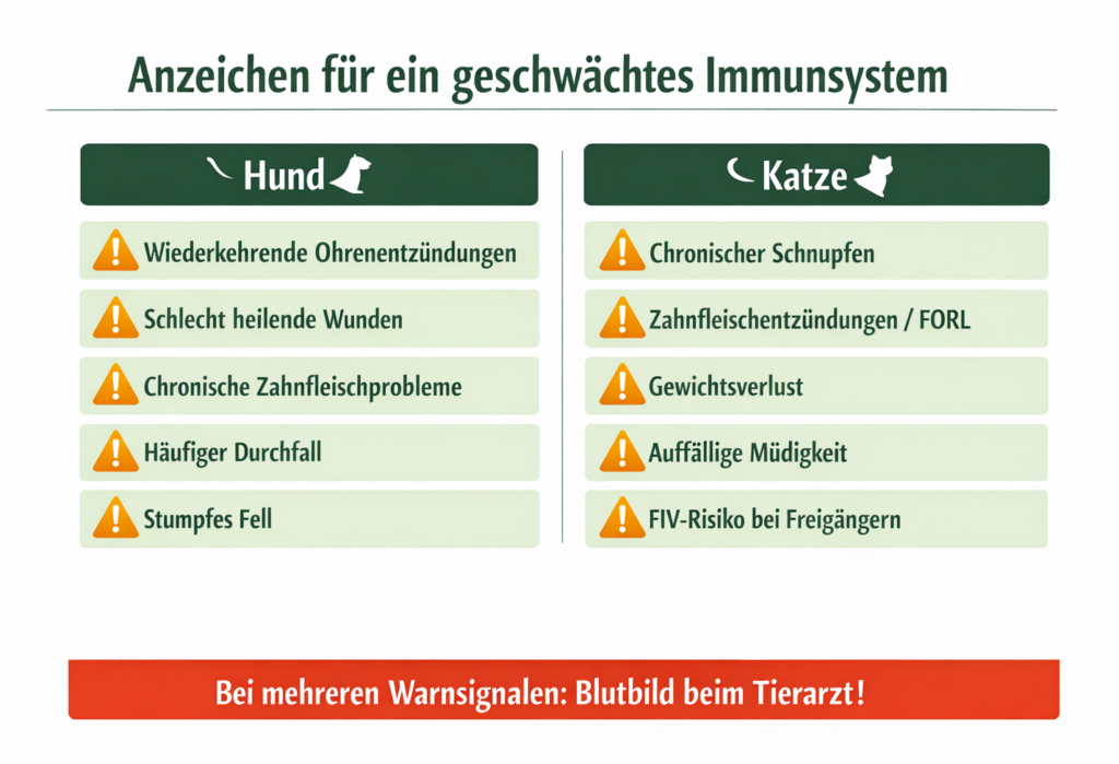 Immunsystem Hund Katze - Warnsignale Immunschwäche Checkliste